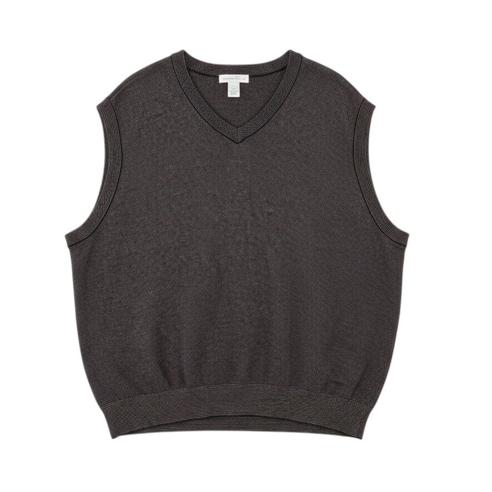 Cypress Links Sweater Vest Cotton Knit V-Neck Oversized Brown Academia 3X